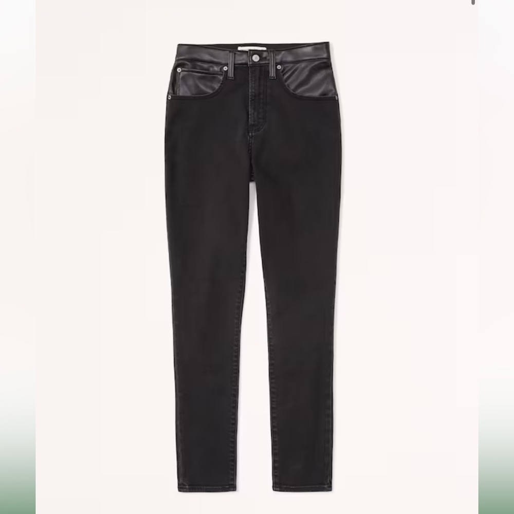 Abercrombie & Fitch Mixed Fabric Curve Love High Rise Super Skinny Ankle Jean